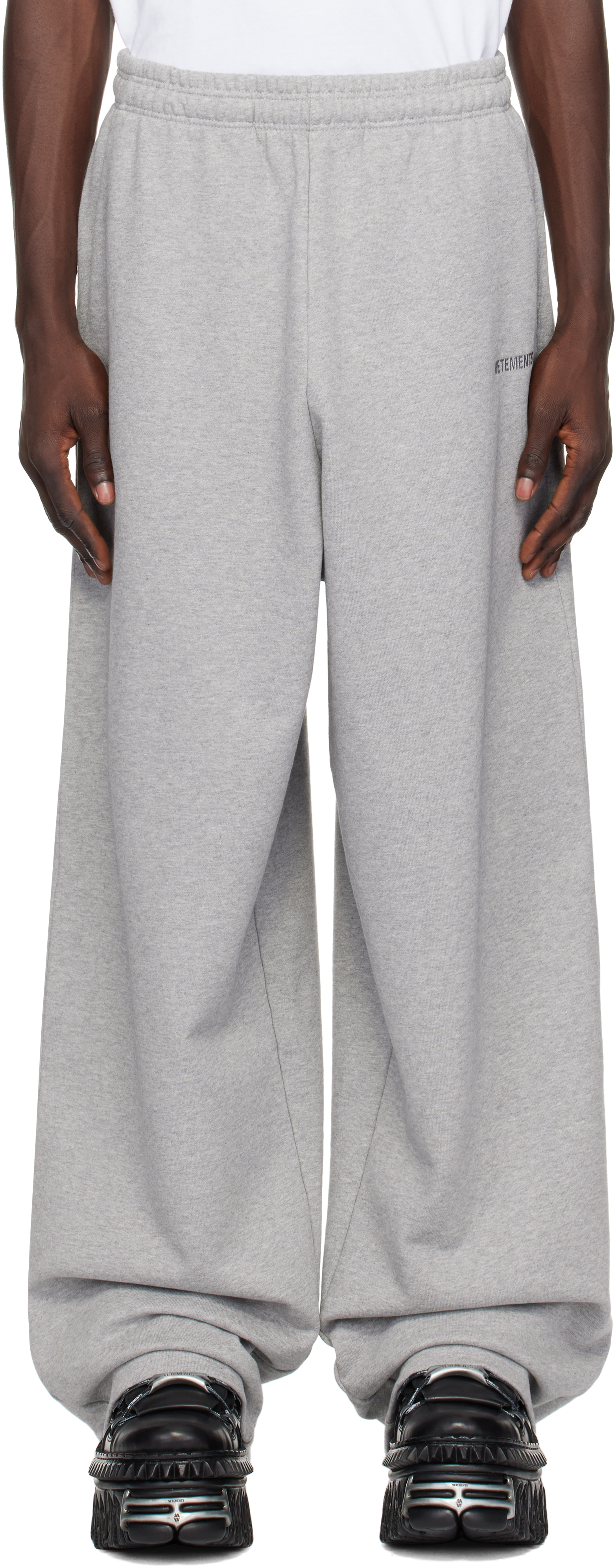 VETEMENTS Gray Embroidered Logo Sweatpants