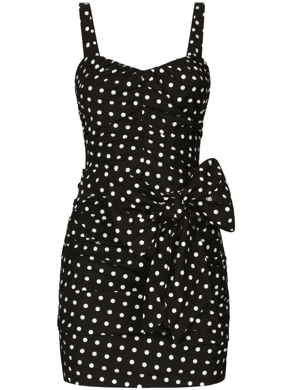 Polka-dot mini dress - Black