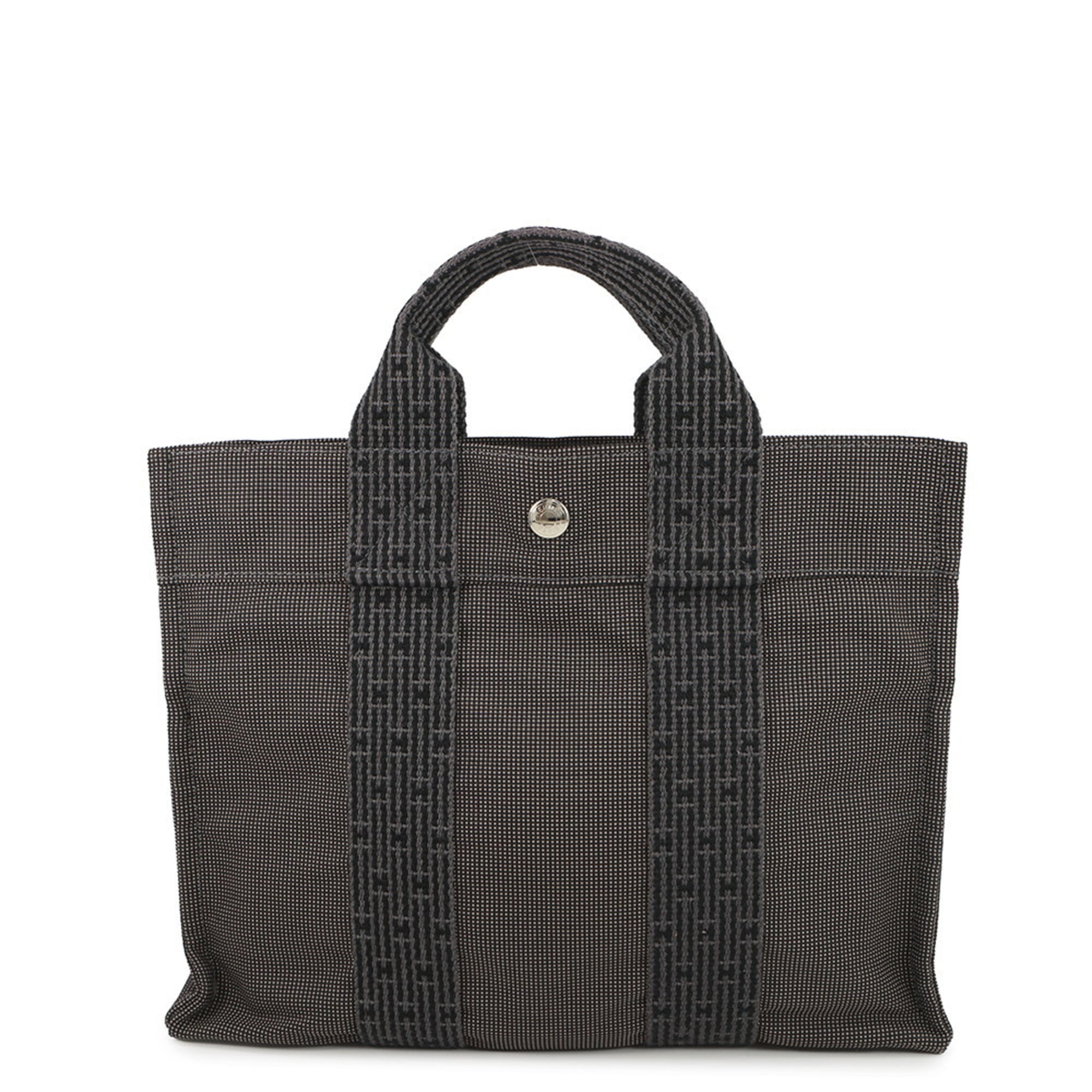 Hermes Her Line Gray Canvas Handbag Tote Bag Pre-Owned