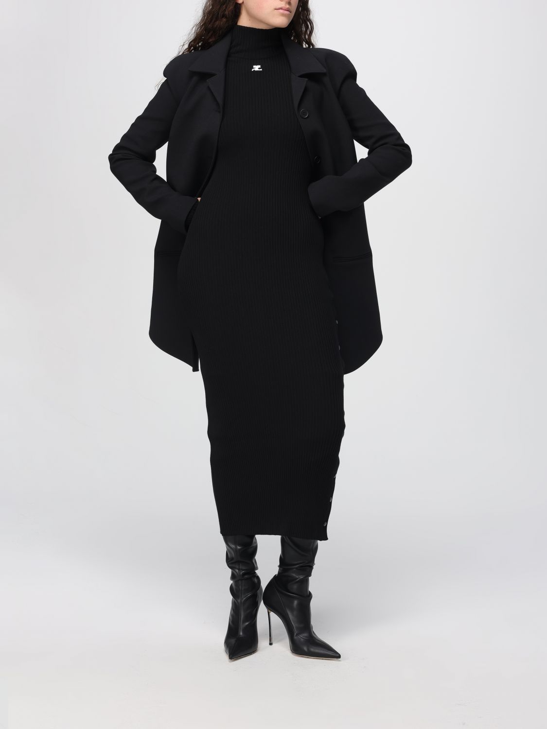 Tailored button-front coat - Black