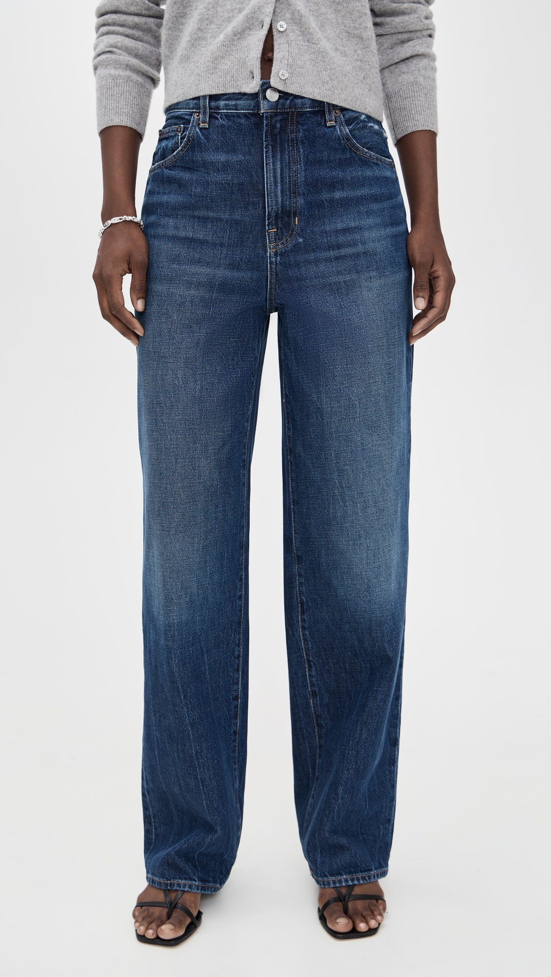 A. L.C. The 747 Relaxed Wide Jeans Dark Classic Blue