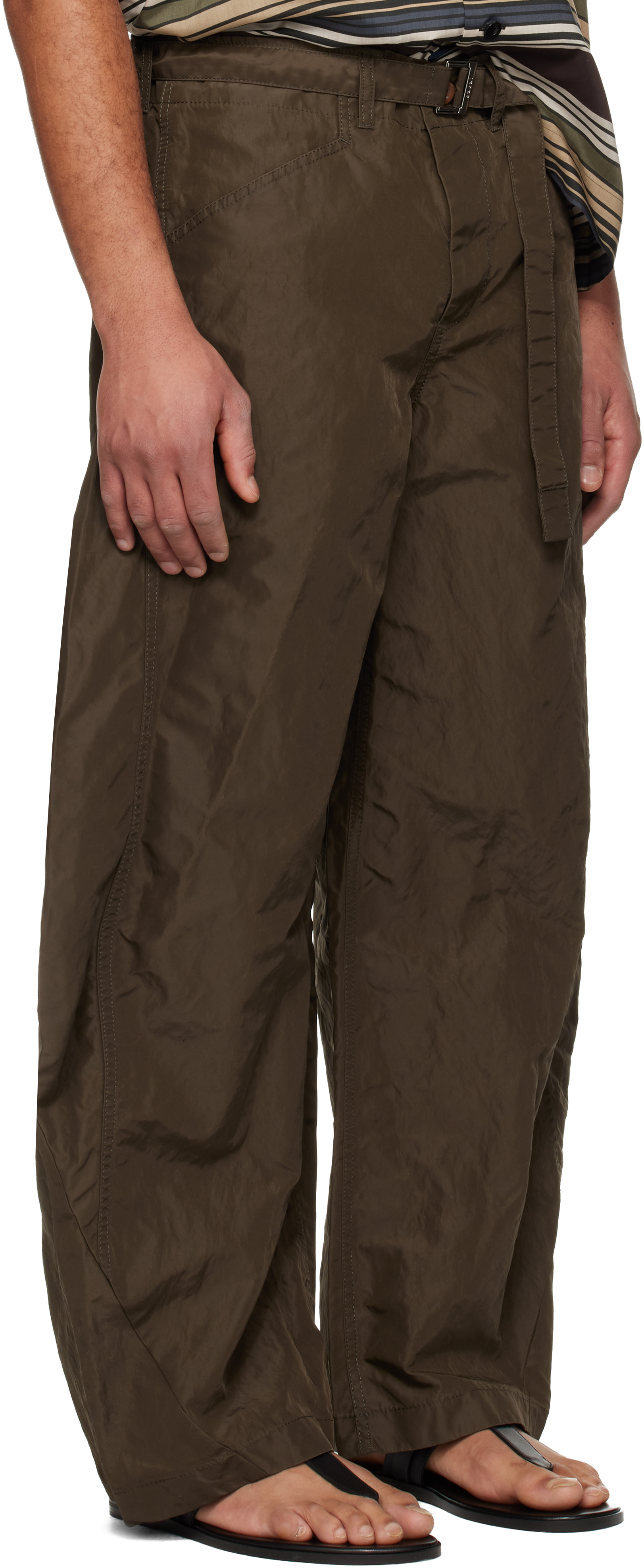Khaki Treated Nylon Twill Trousers