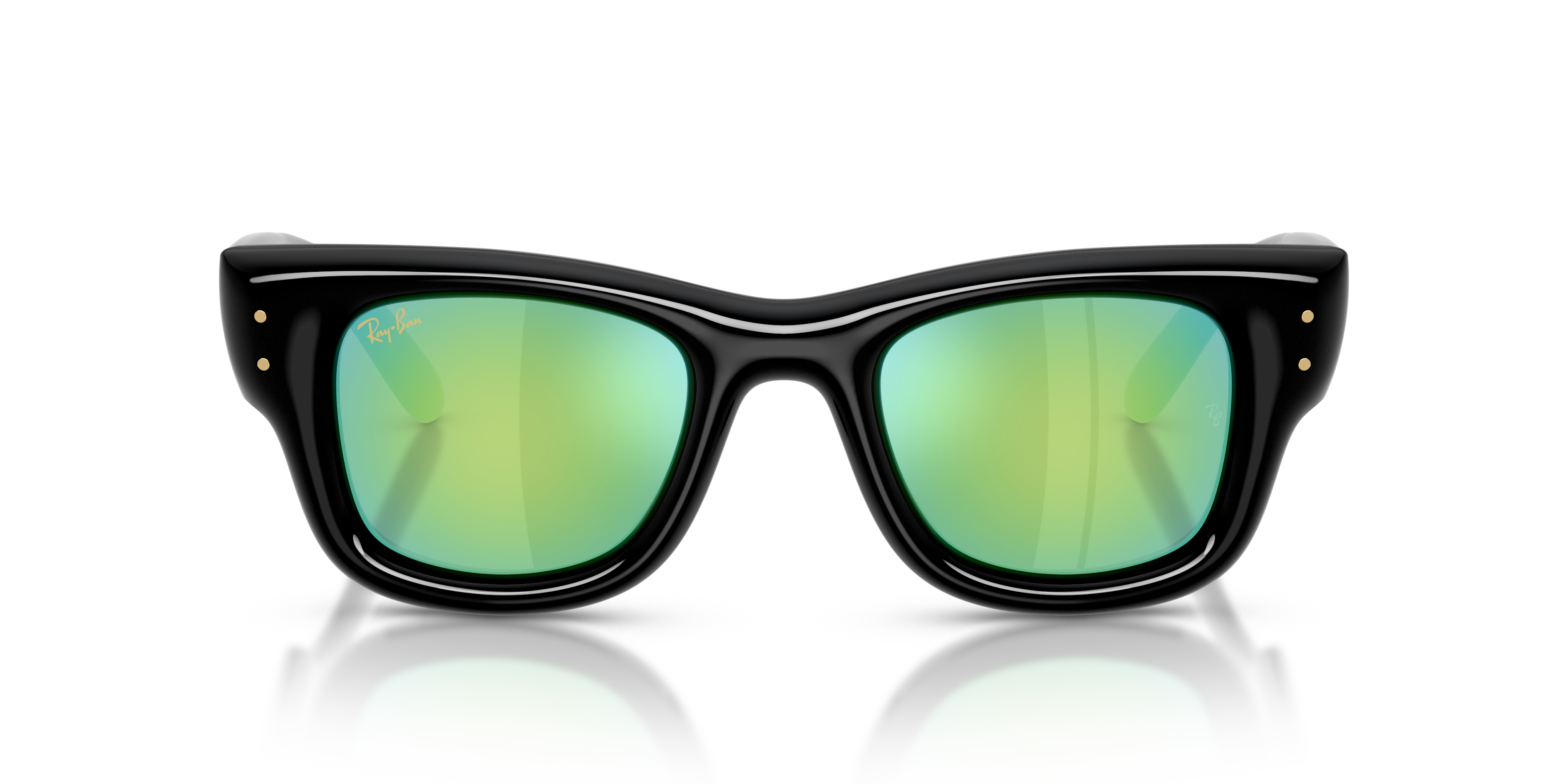 Ray - Ban Unisex Ray - Ban RB4940 WAYFARER PUFFER 601/8N Gafas de sol Nylon Negro Verde Cuadrada Espejo