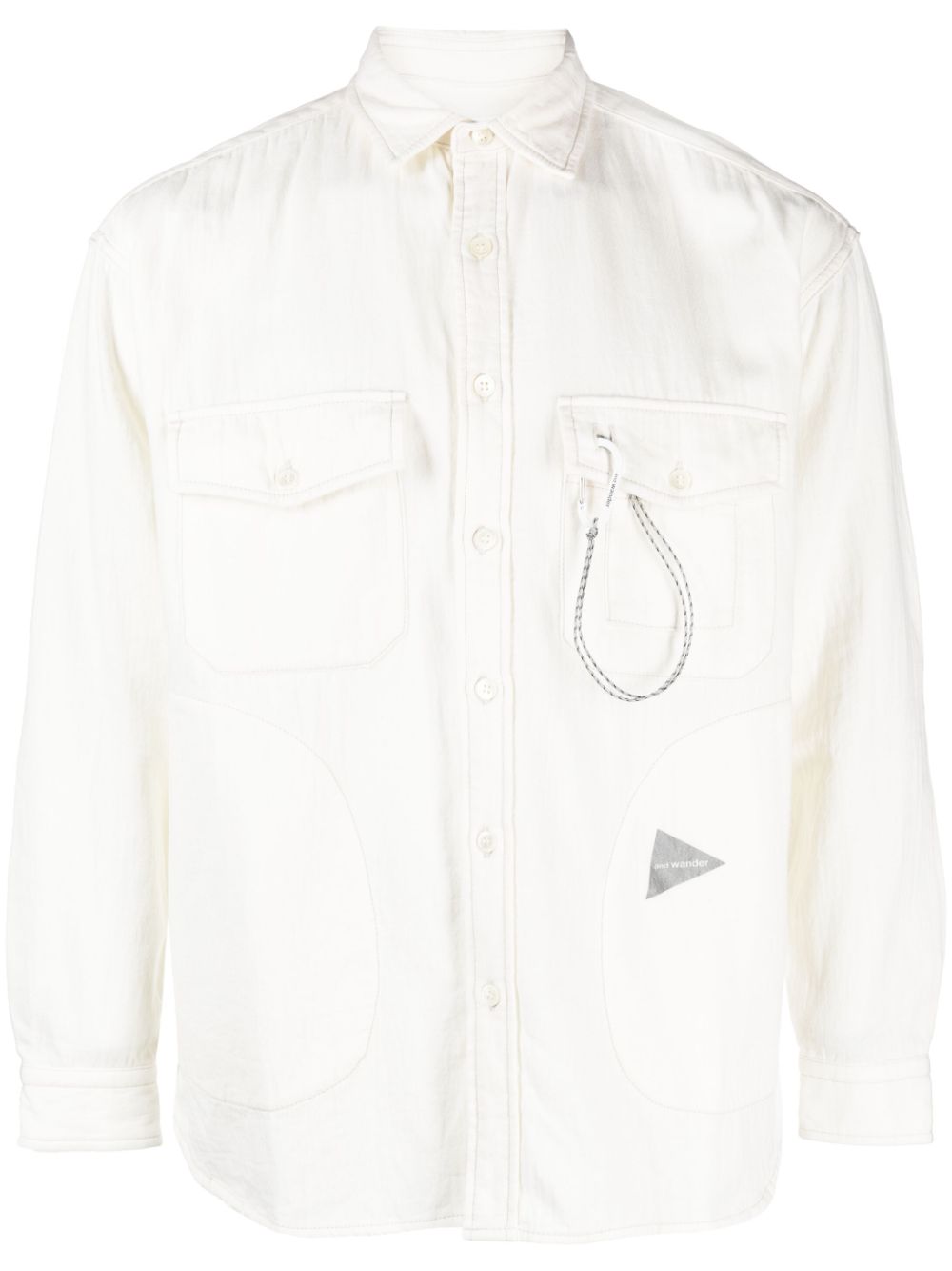 Logo-print long-sleeved shirt - Neutrals