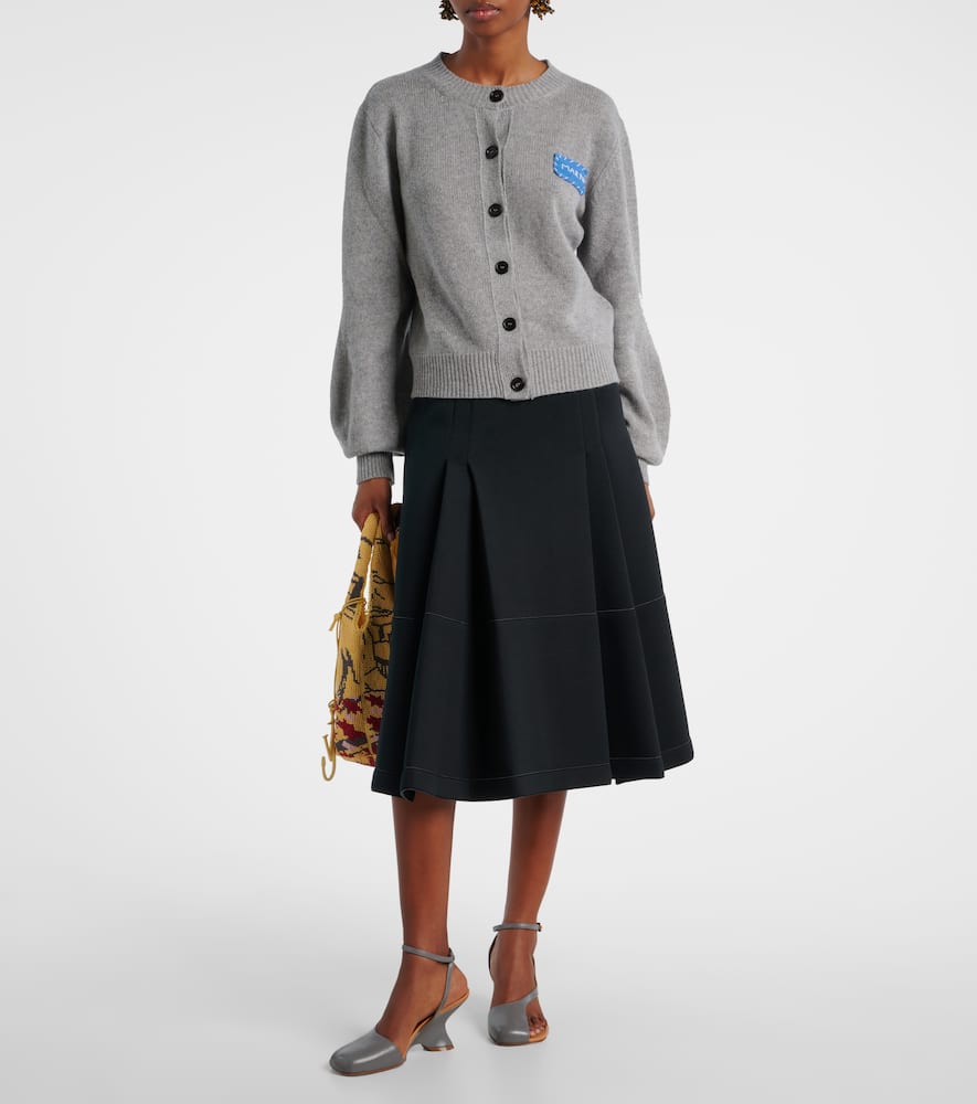 Tiered cotton-blend midi skirt
