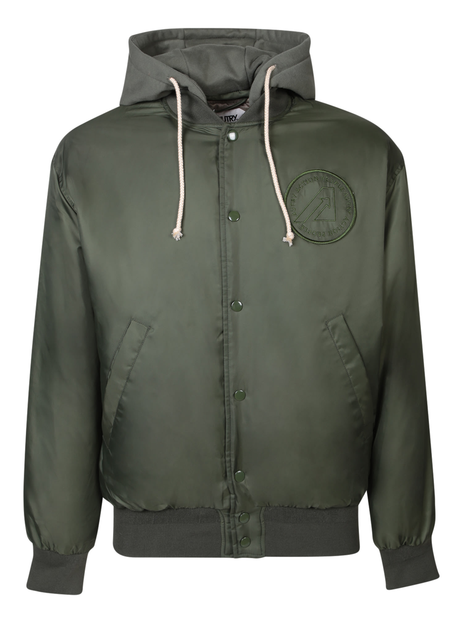 Logo-patch bomber jacket - Green