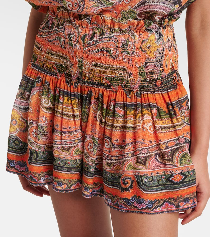 Maelly paisley silk voile wide-leg shorts