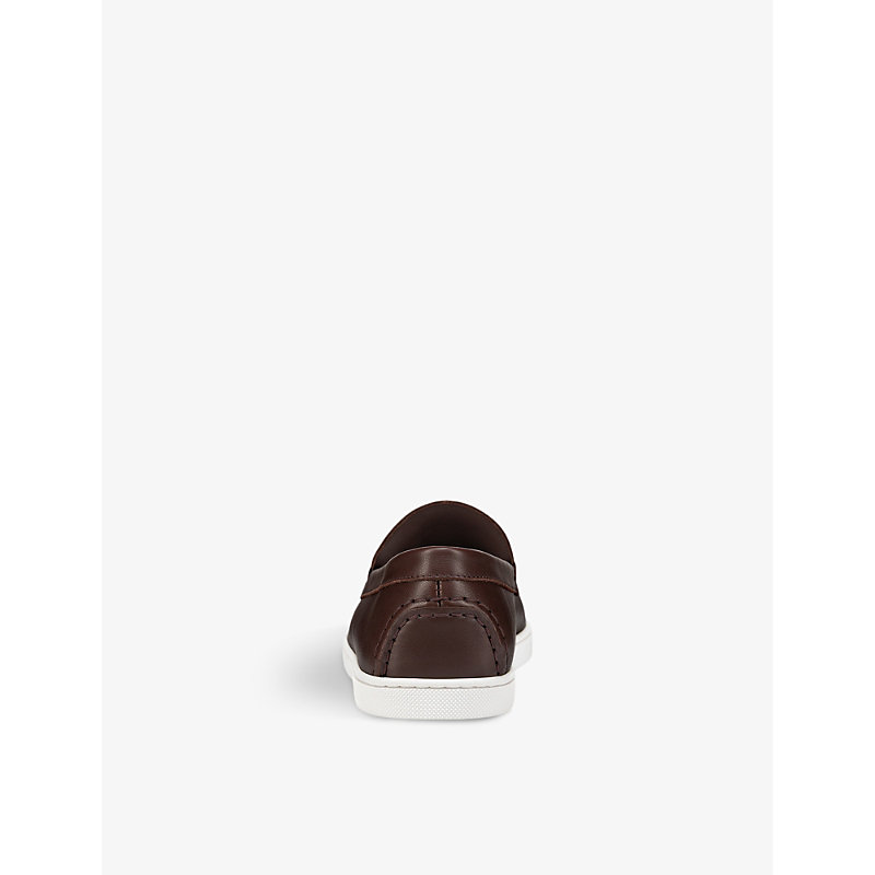 Mens Expresso Varsiboat Logo-embossed Leather Boat Shoes