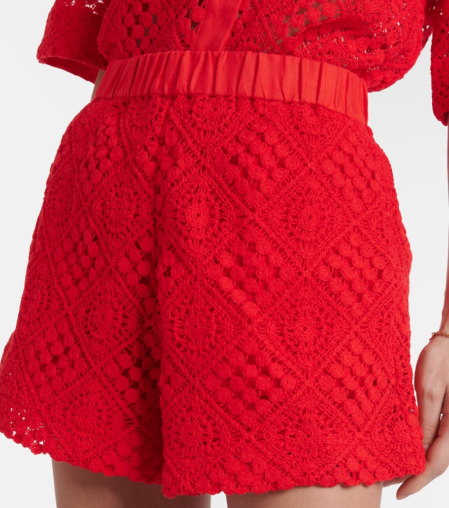 Crochet high-rise cotton-blend shorts