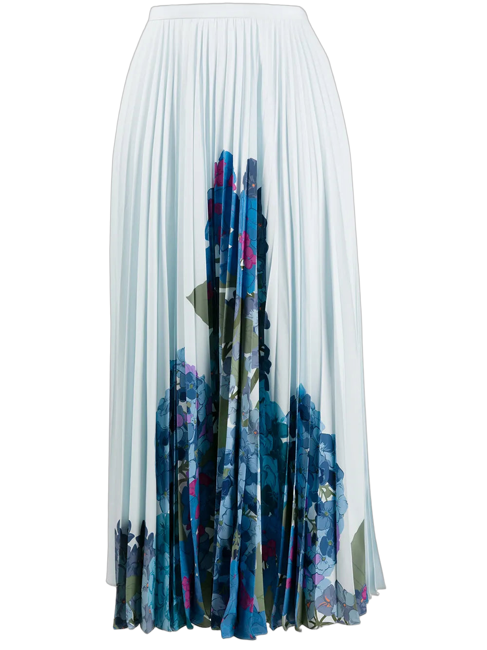 Floral Print Pleated Skirt — Blue