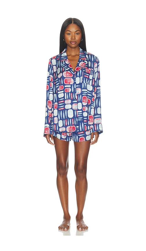 Show Me Your Mumu Beauty Sleep Pj Set in Blue. - XS also in S, M