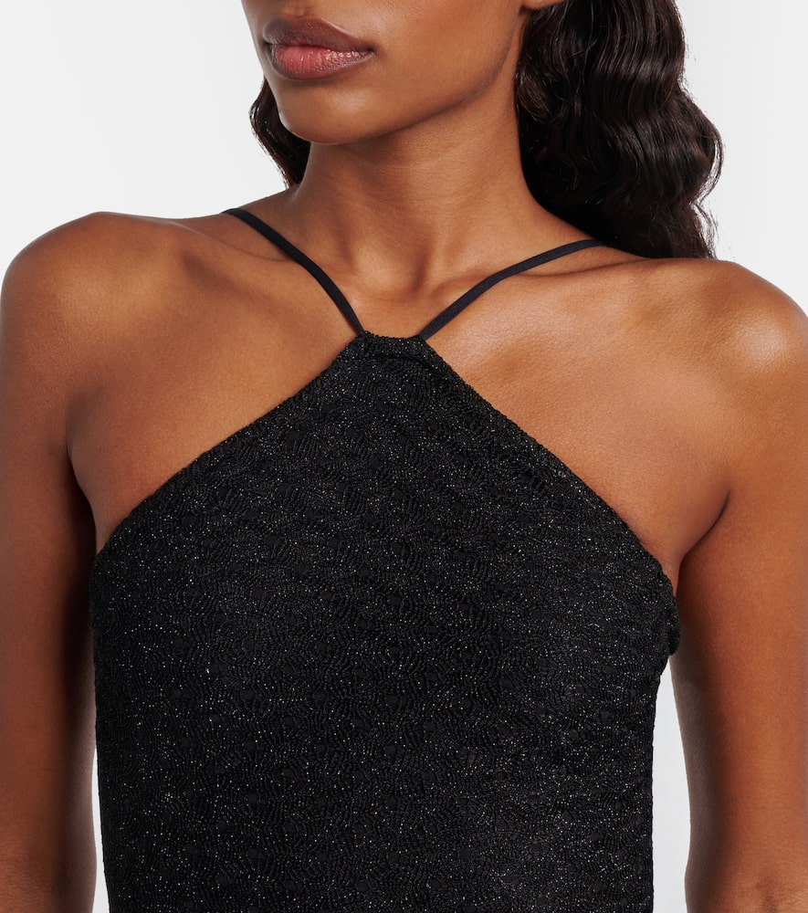 Zigzag cutout lamé swimsuit