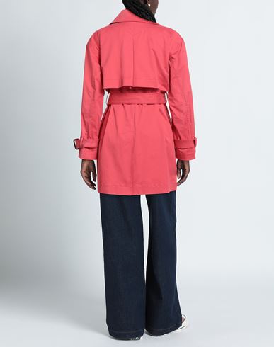 Woman Overcoat & Trench Coat Coral Size 10 Cotton, Elastane