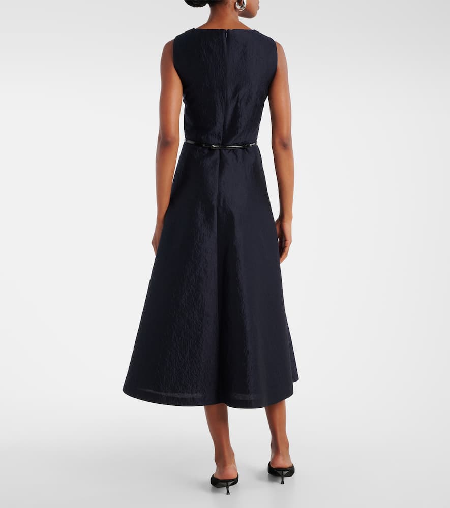 Lyon cotton and silk-blend cloqué midi dress