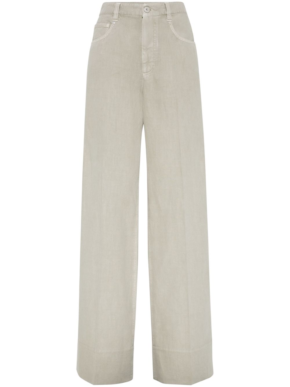 Pressed crease straight-leg jeans - Green
