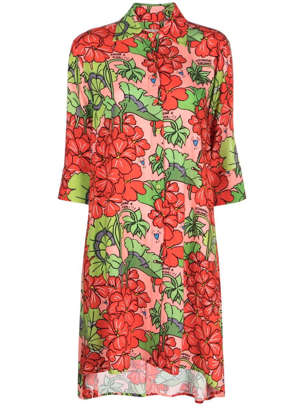 Floral-print shirt dress - Pink
