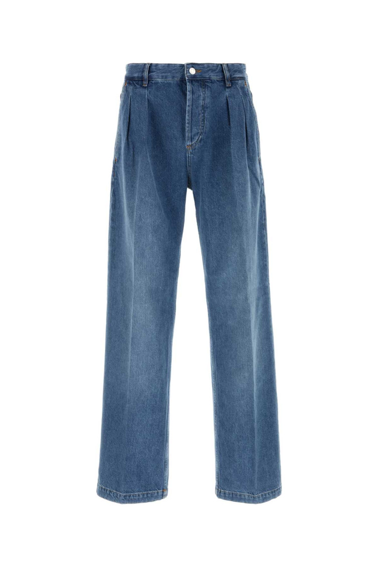 Marine Serre - denim straight jeans wide leg pleated
