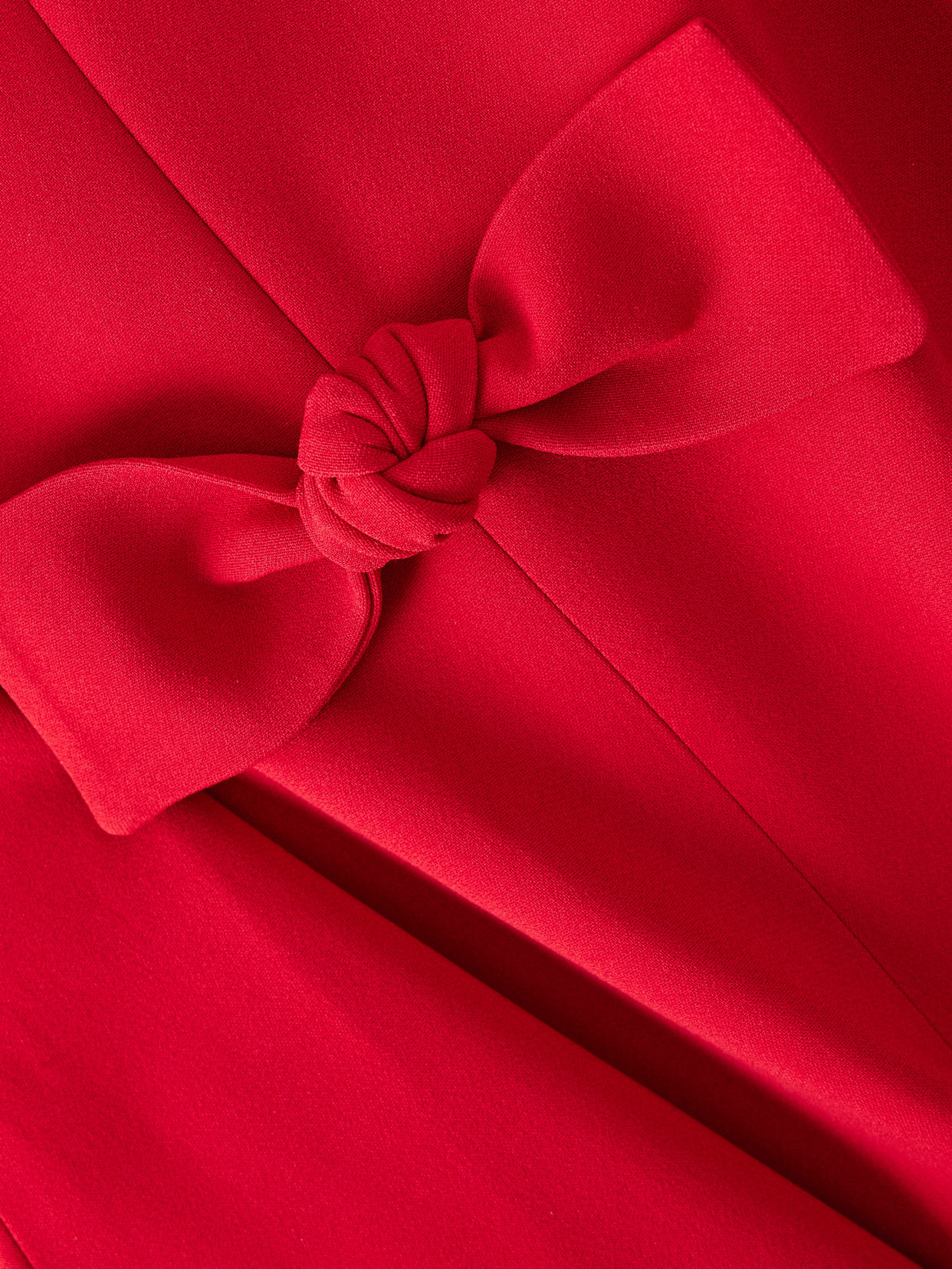 Cape-effect Bow-embellished Crepe Gown - Red