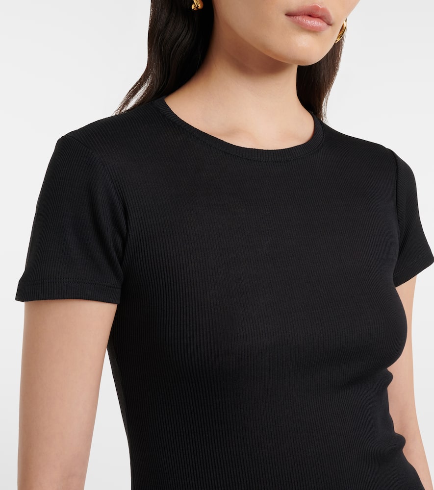 Ribbed-knit cotton T-shirt