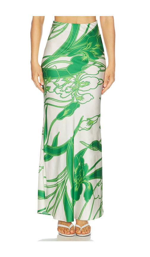 MISA Los Angeles Sienna Skirt in Green,White. S. Also in XS, XXS, M