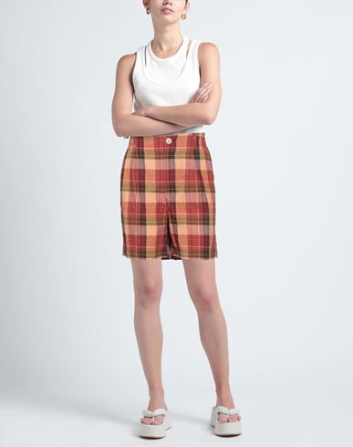Girls Of Dust Woman Shorts & Bermuda Shorts Rust Size S Cotton, Linen