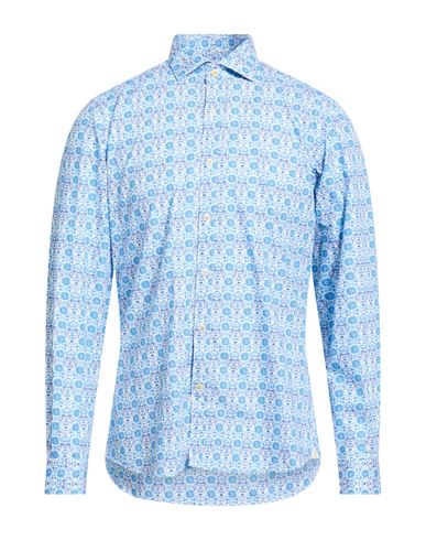 Man Shirt Azure Size 15 Cotton, Elastane