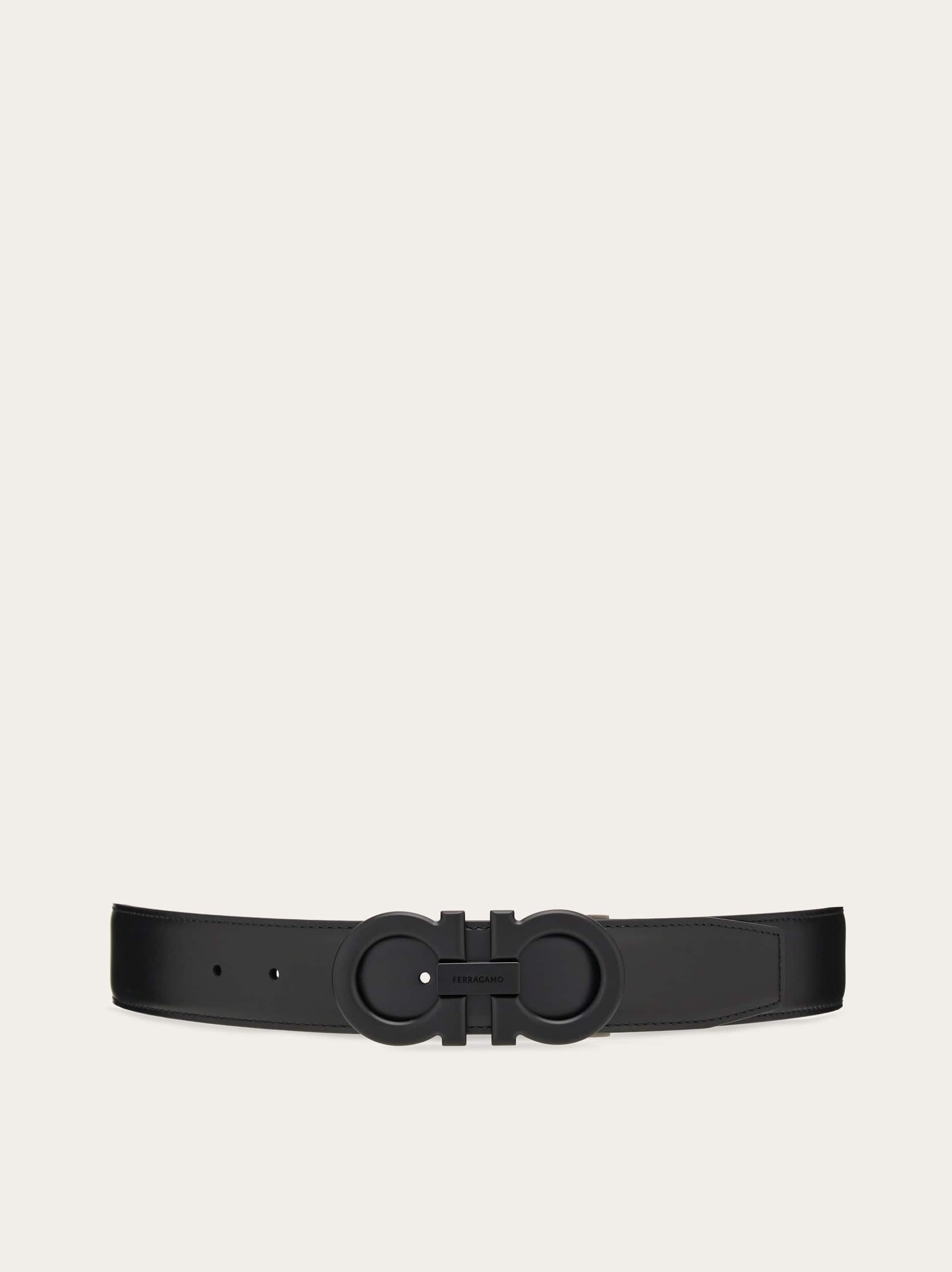 Men Reversible and adjustable Gancini belt Black