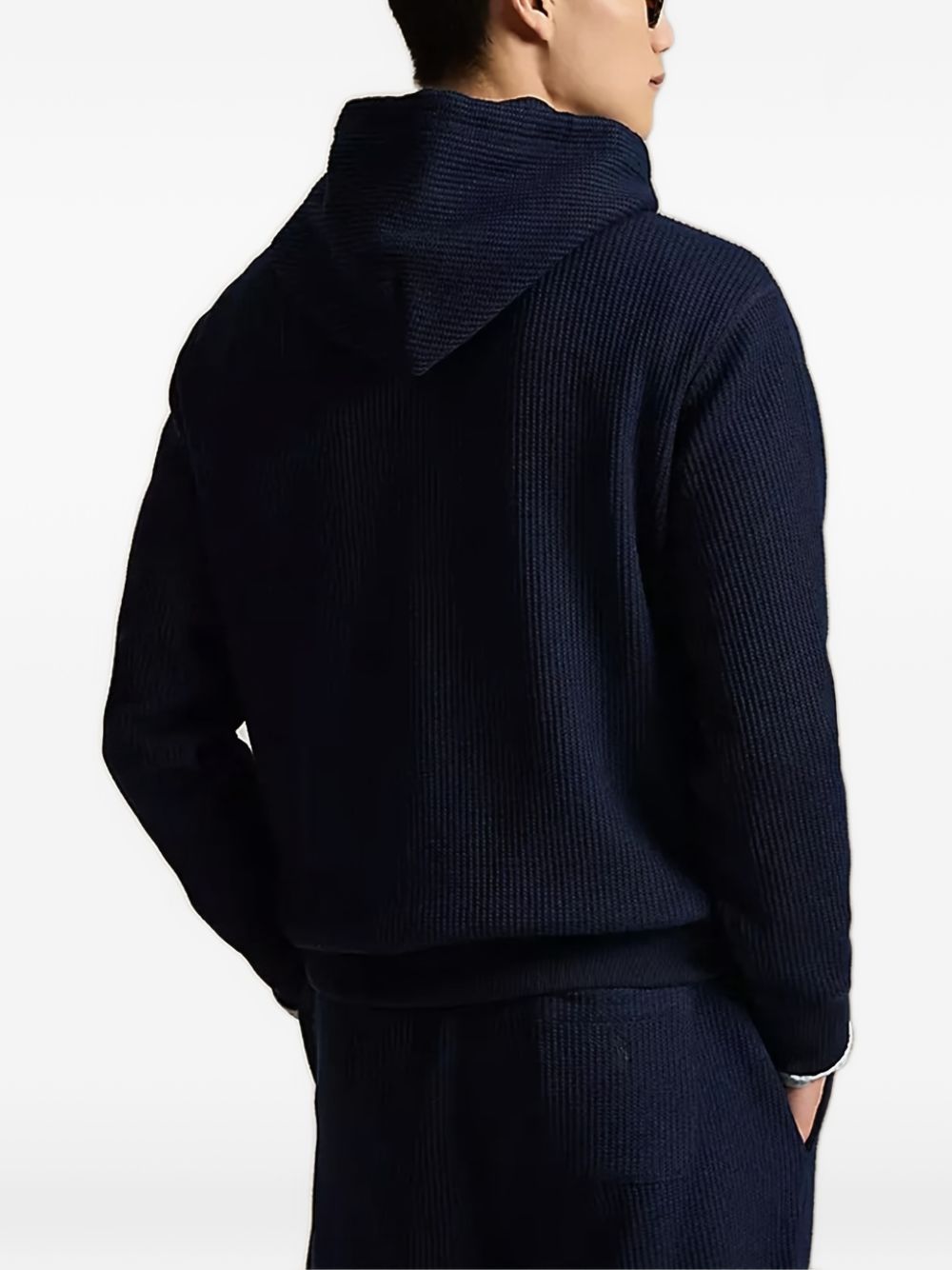 Waffle-knit hooded sweater