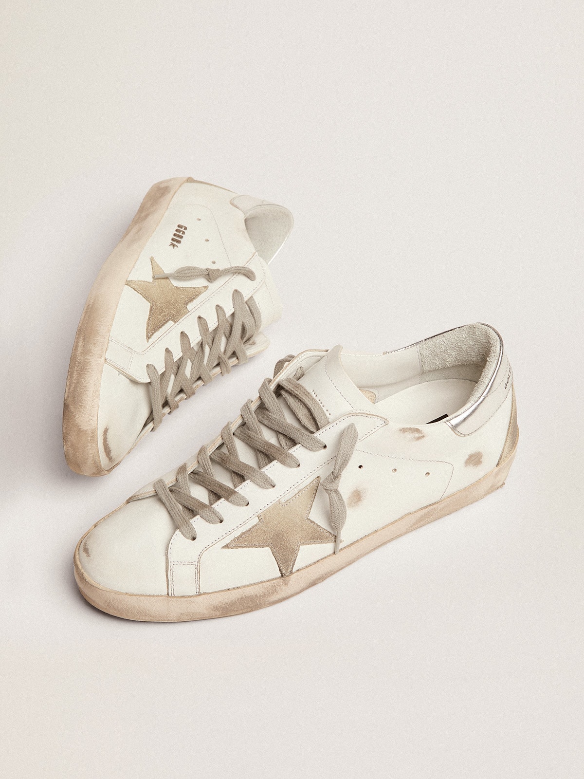 Golden Goose - Men's Super-star With Silver Heel Tab And Lettering, Man