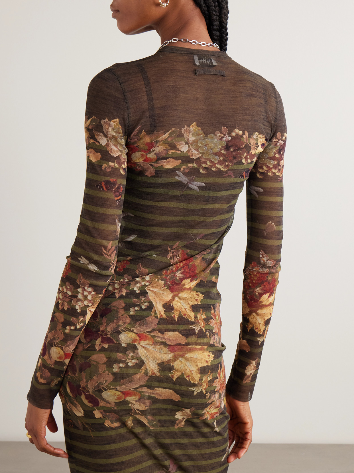 Marinière Grape Printed Mesh Top - Green