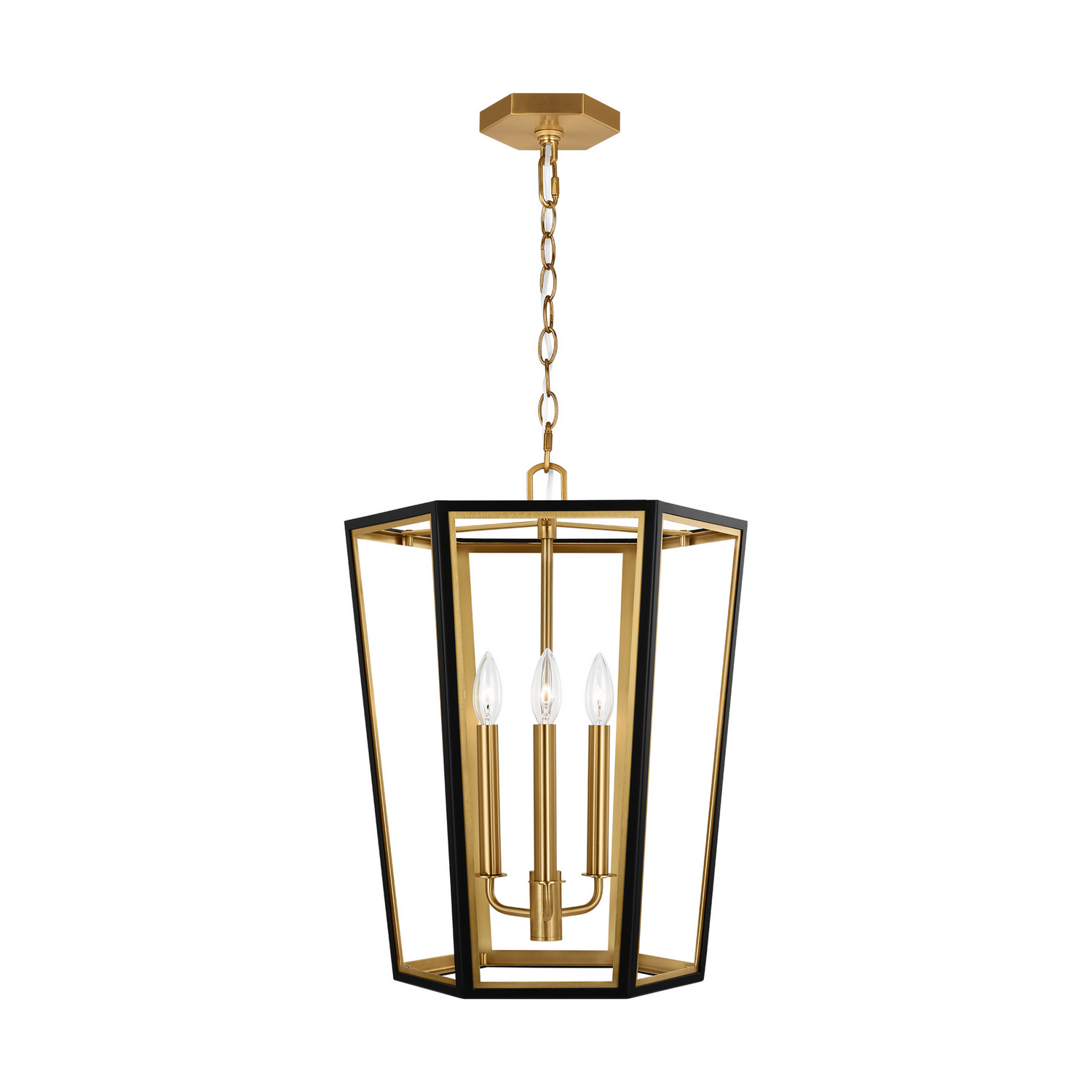 Curt 3-Light Chandelier in Midnight Black And Burnished Brass by Alexa Hampton