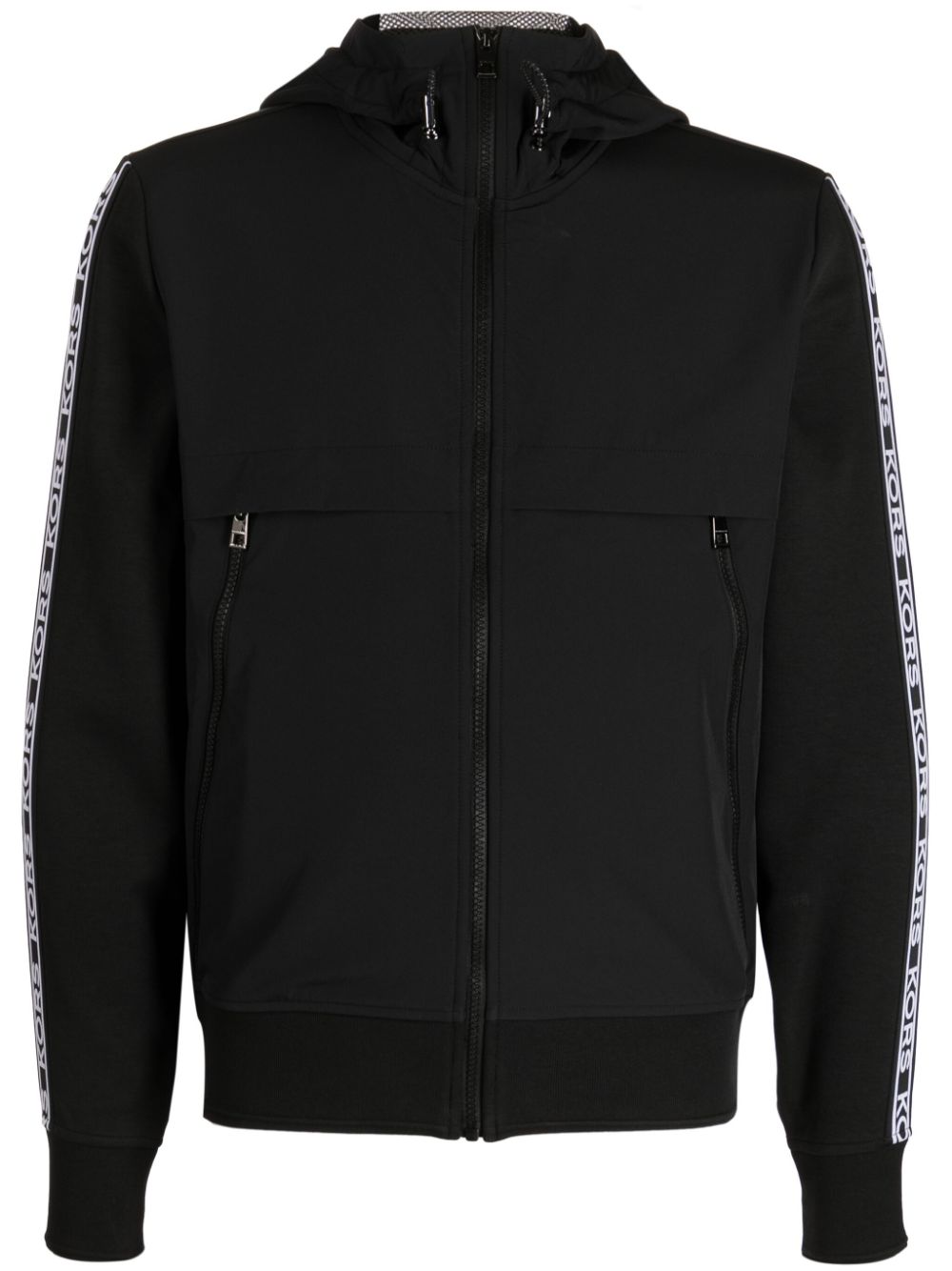 Logo-tape zip-up jacket - Black