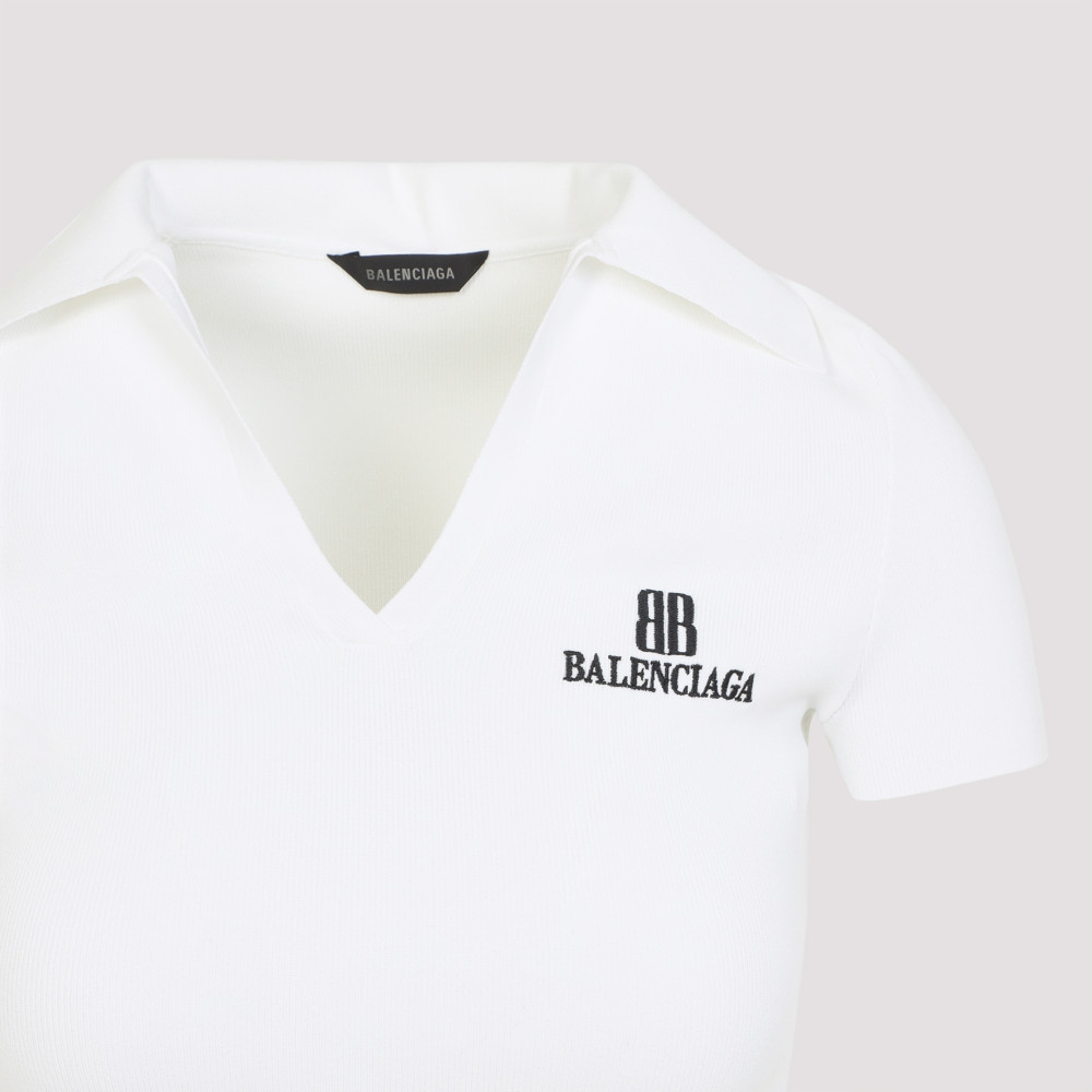 White Viscose Blend Polo Shirt