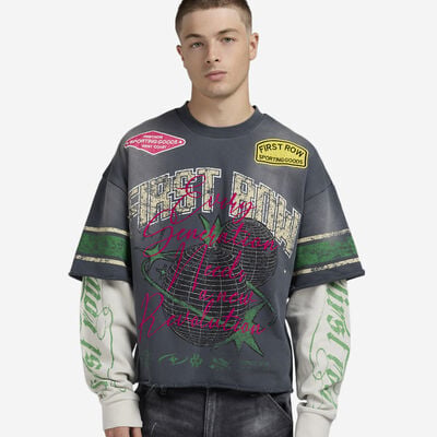 Men's Revolution Long Sleeve 2Fer T-Shirt in Grey