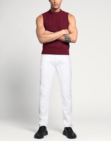 Man Jeans White Size 36 Cotton, Elastane