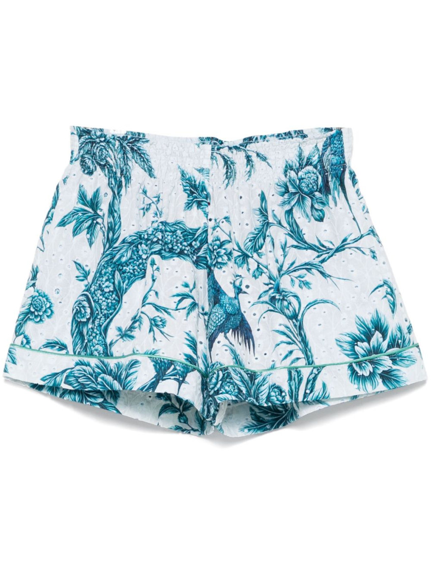 Blue Printed cotton shorts