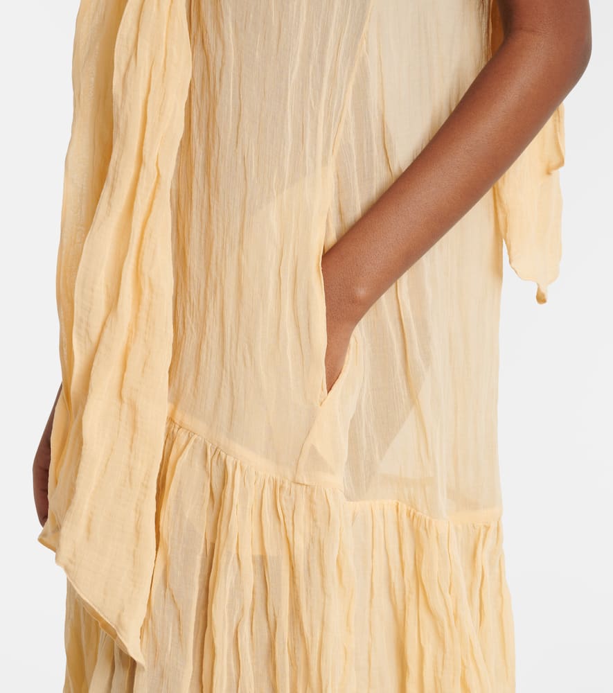 Scarf-detail cotton-blend maxi dress