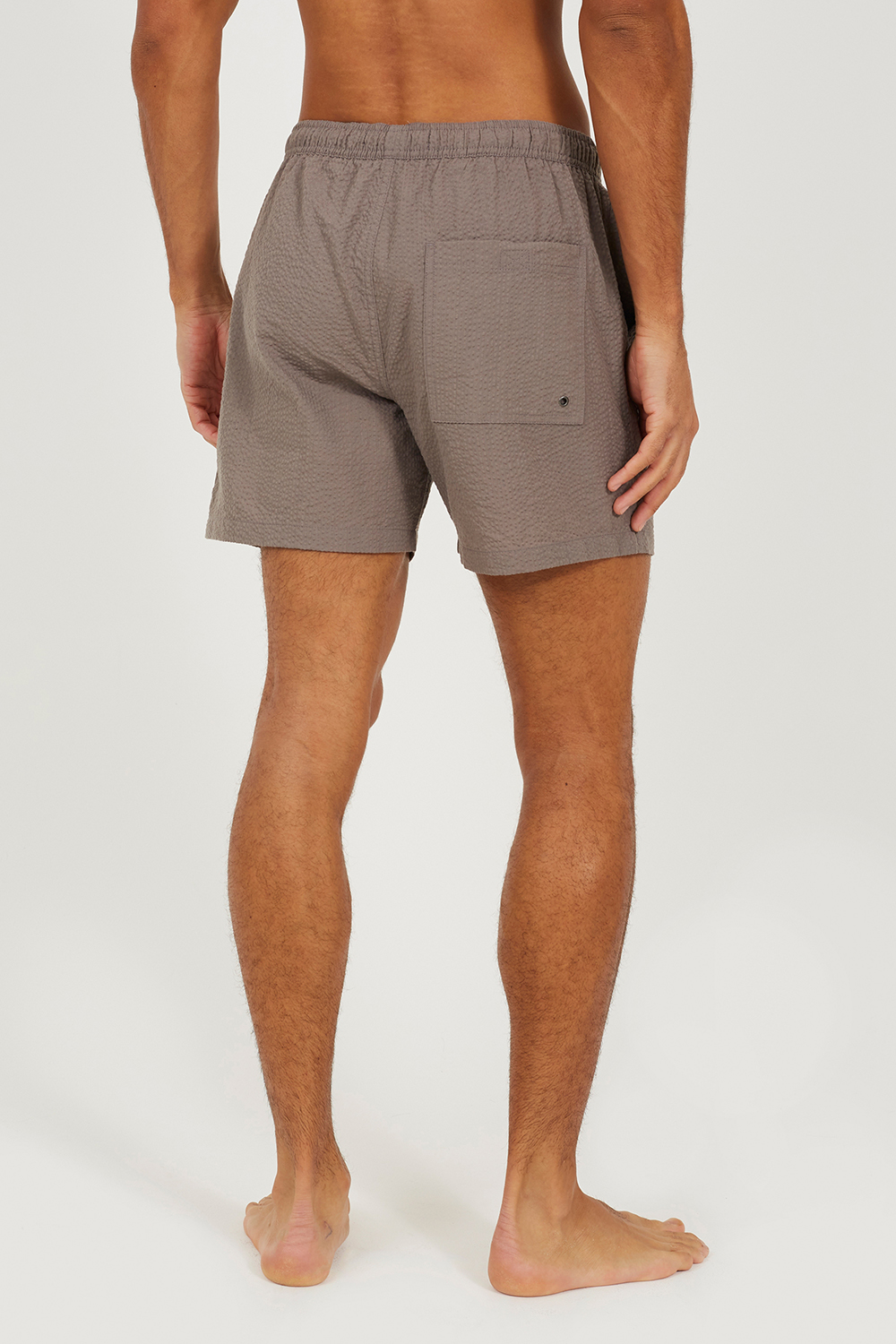 Brave Soul Mens Taupe Seersucker Swim Short