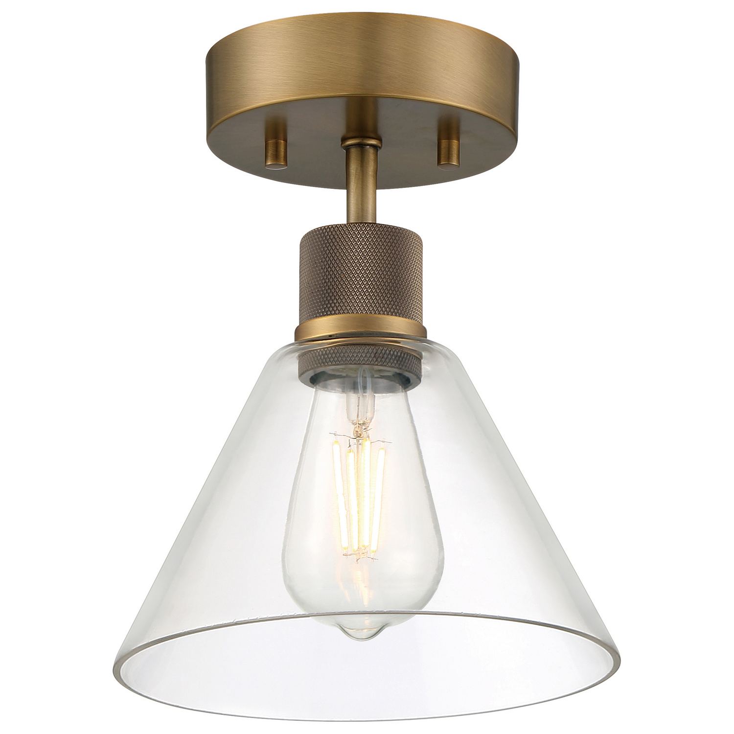 Antique Brushed Brass LED Semi Flush Mount from the Port Nine Martini Collection