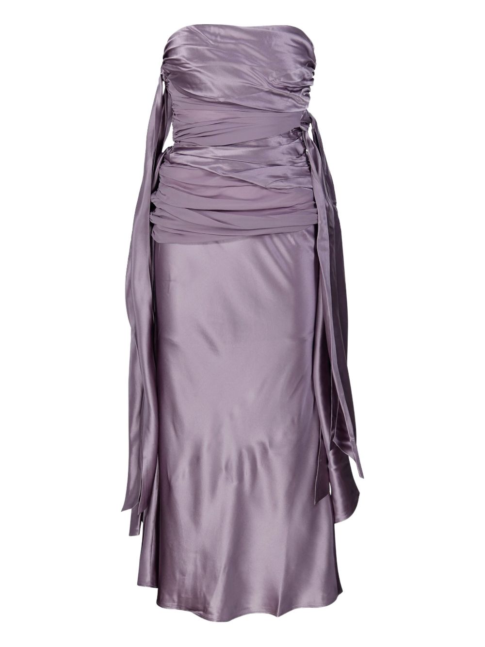 Draped-waist silk midi dress - Purple