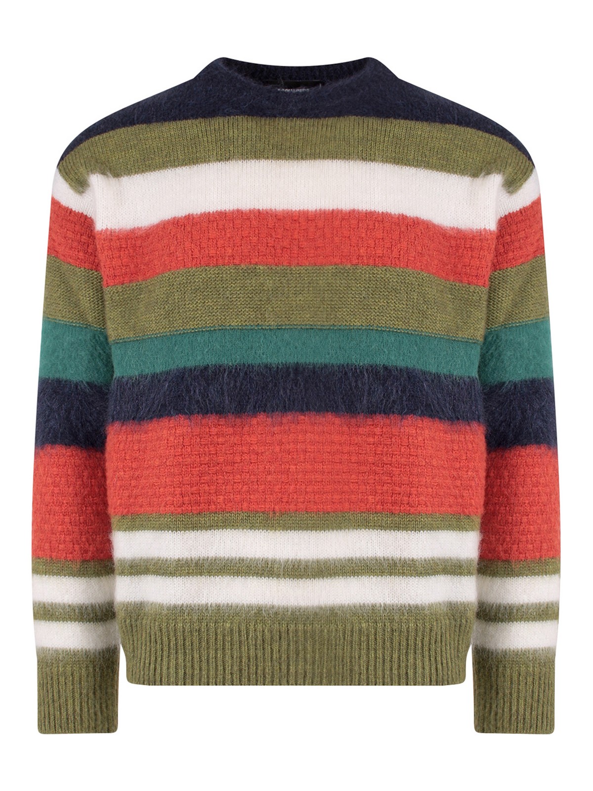 Wool blend sweater with striped motif