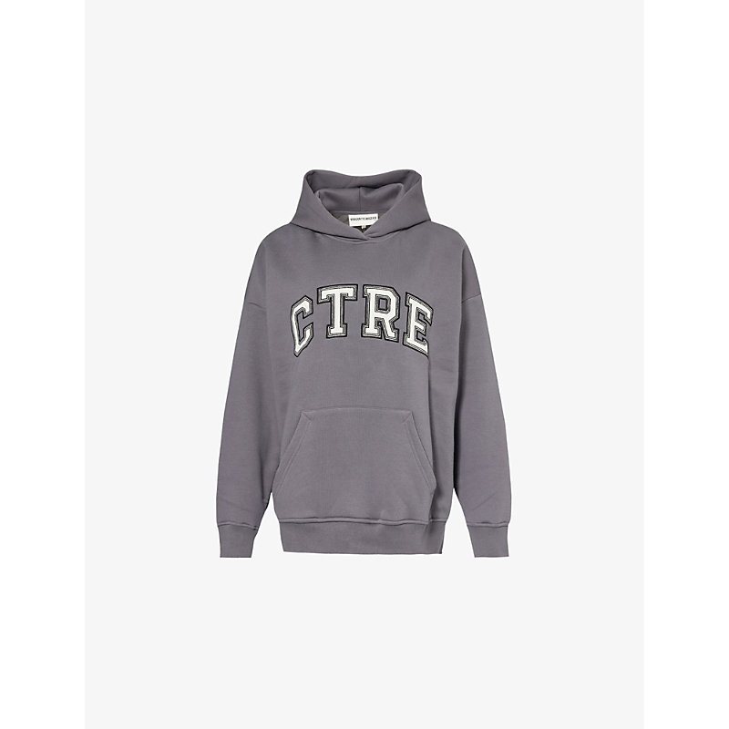 Womens Charcoal Varsity Cotton-jersey Hoody