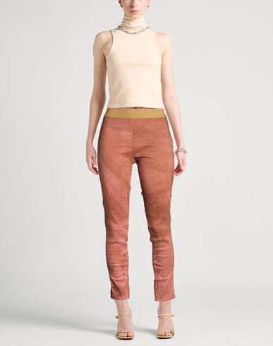 Woman Pants Rust Size S Linen, Polyamide, Elastane