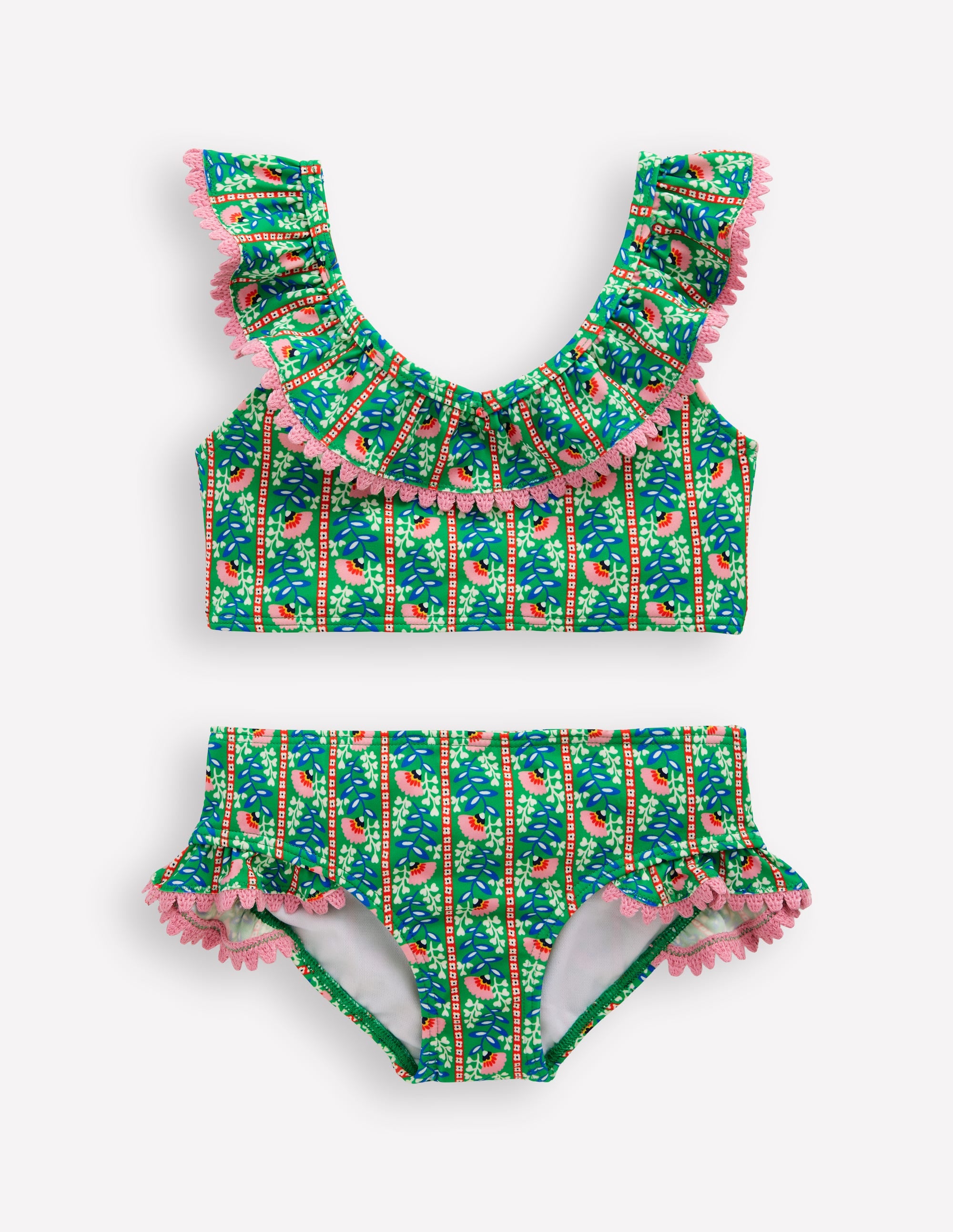 Girls Frill V-neck Bikini Set in Green | Size 2-3 Years