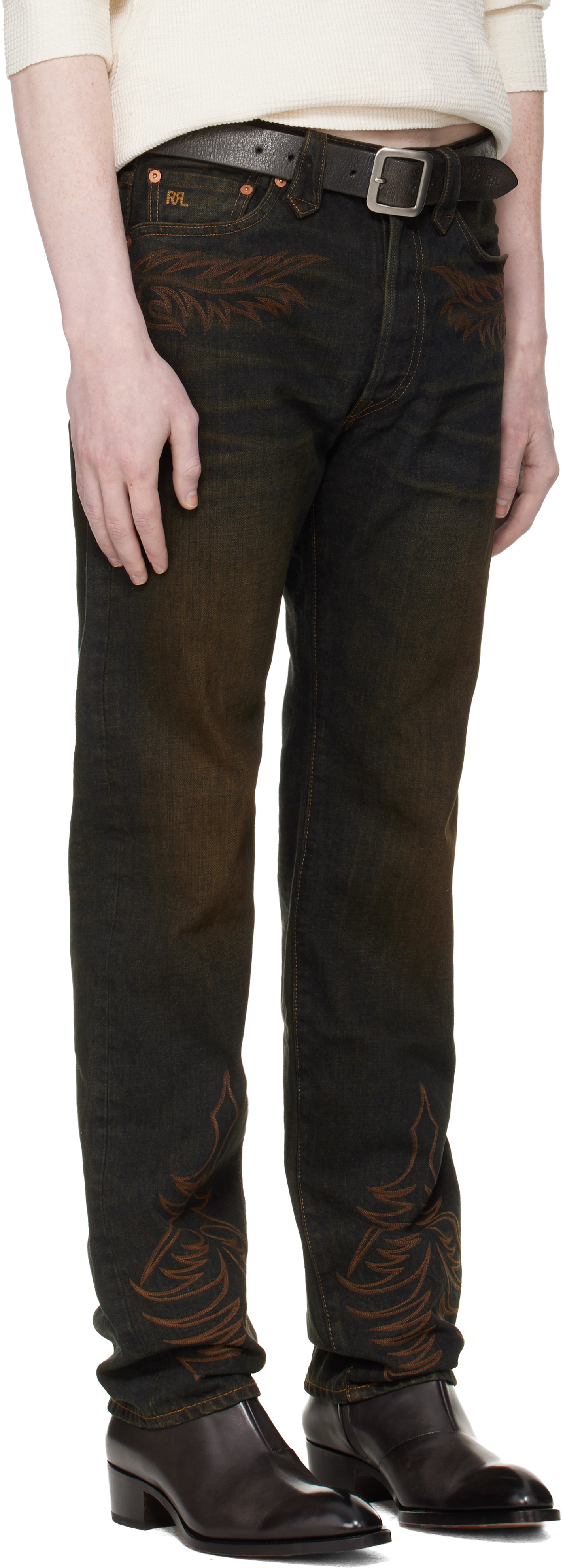Navy Western Straight Leg Jeans