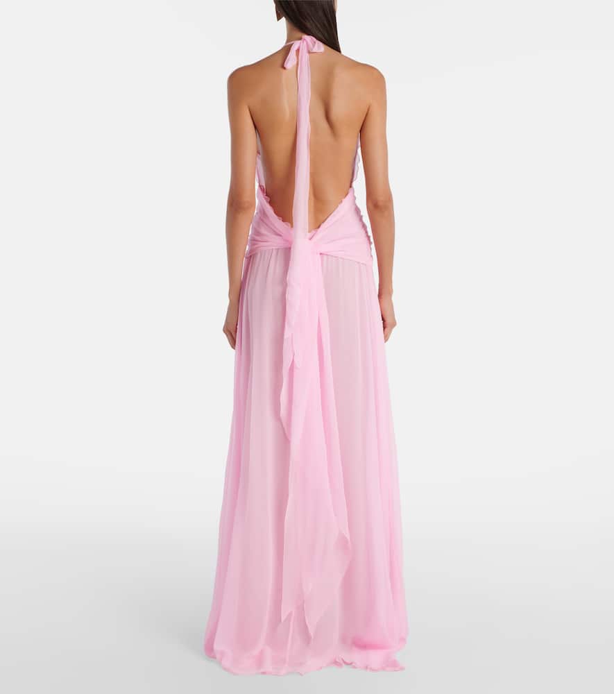 Ruffled silk georgette maxi dress