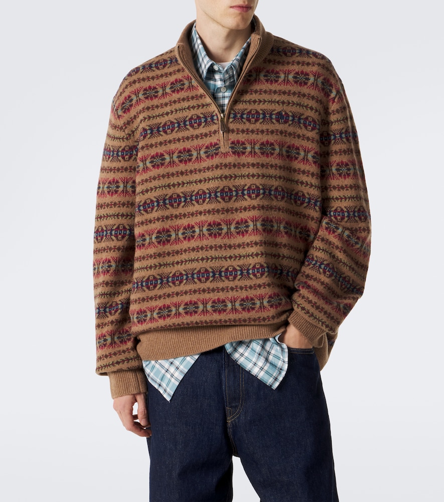 Fair Isle wool half-zip sweater
