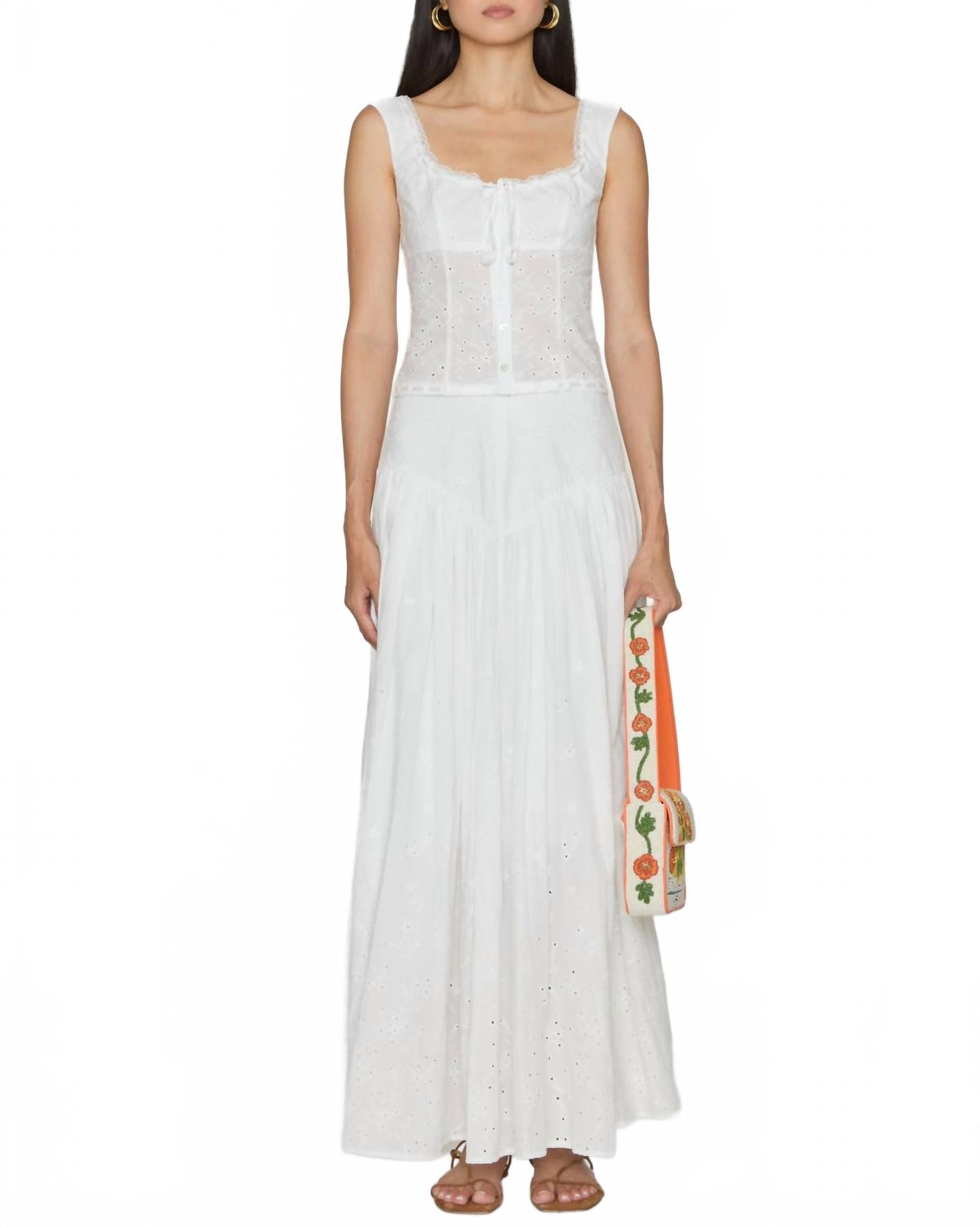 Lou Lace Sleeveless Top In White Eyelet