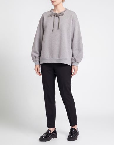 Woman Sweatshirt Grey Size L Cotton, Polyester