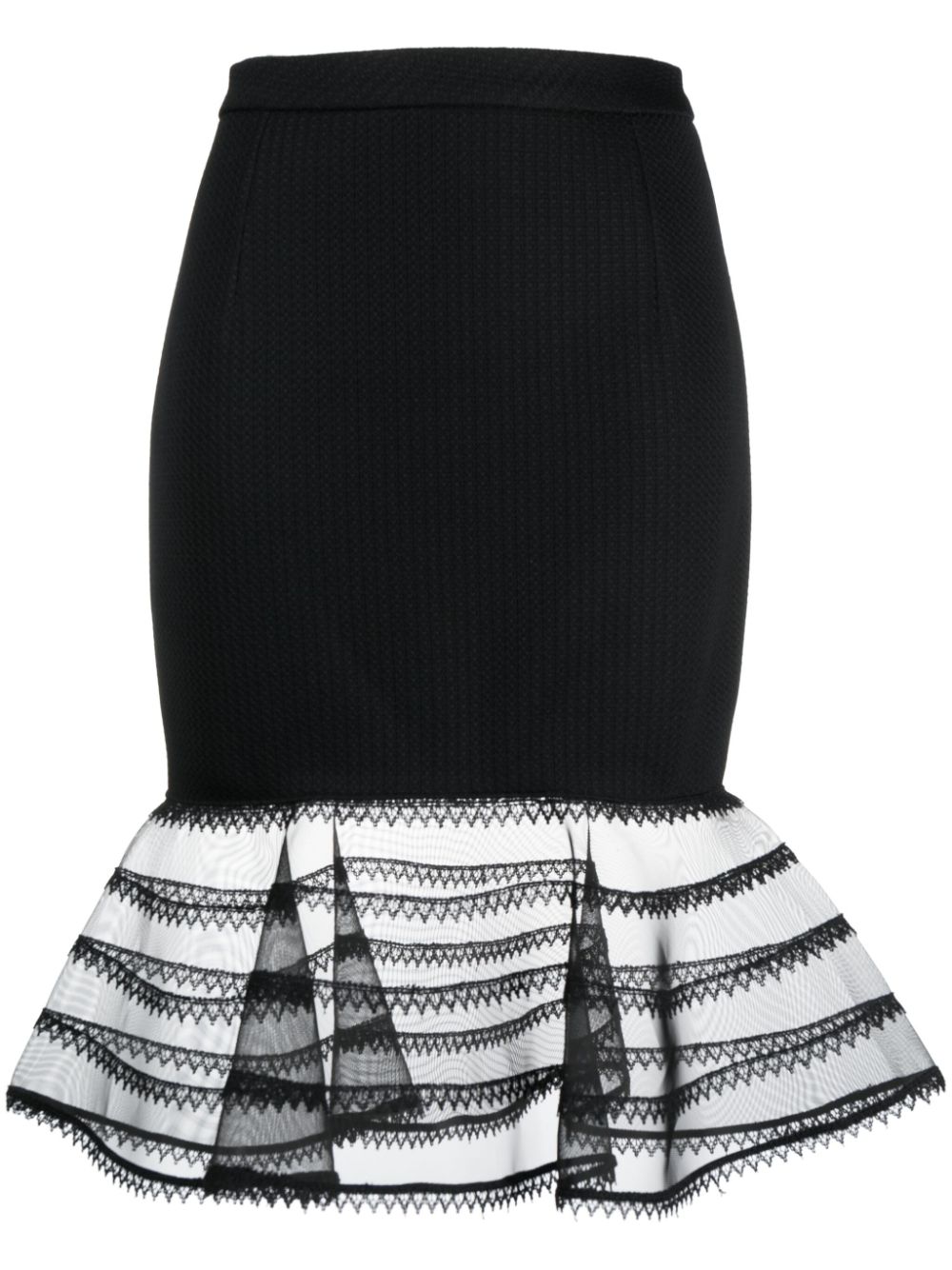 Sheer-hem jacquard miniskirt - Black